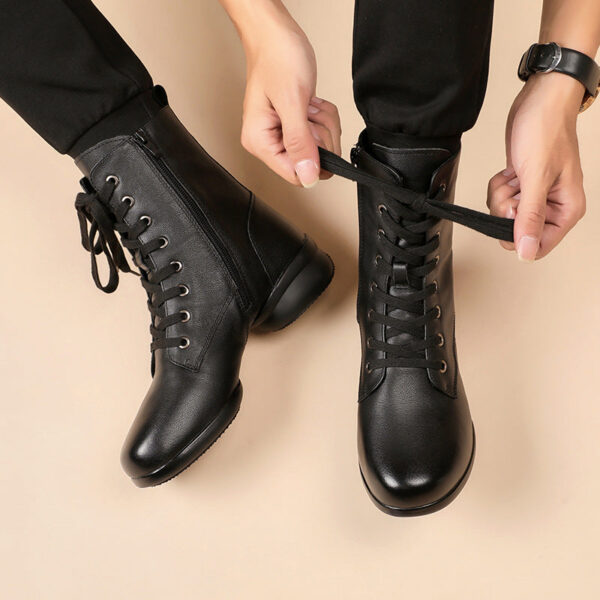 Men's Leatherette 4cm Heel Jazz With Lace-up Dance Boots Jazz Dance Shoes - Image 4