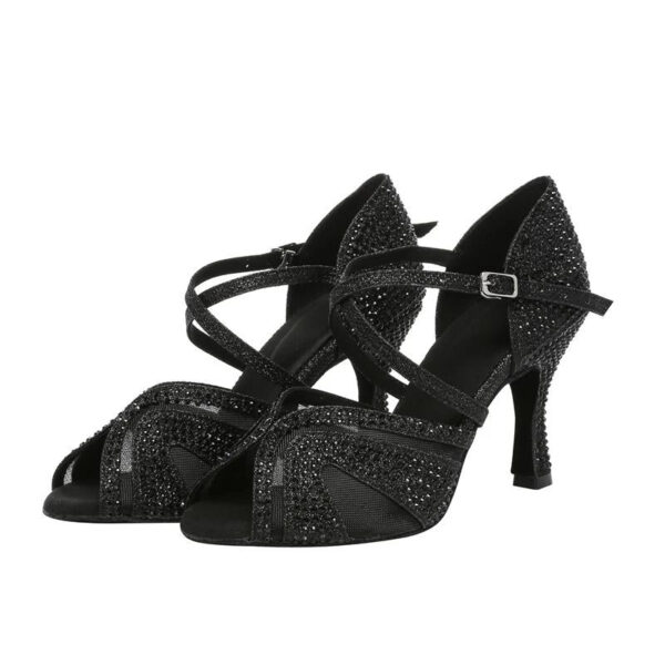 Women's Glitter Customized Heel Latin Shoes Salsa Shoes Ballroom Dance Shoes - Image 3