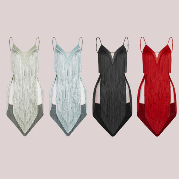 Z Girls Tassel Sleeveless V Neck Performance Dance Dresses Dancewear - Image 3