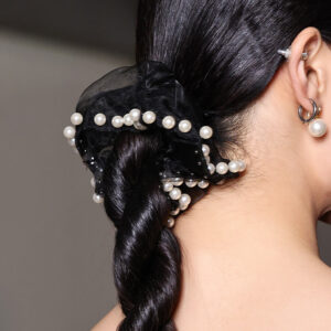 YES Mesh Pearl Scrunchies Hair Ties Hair Accessories