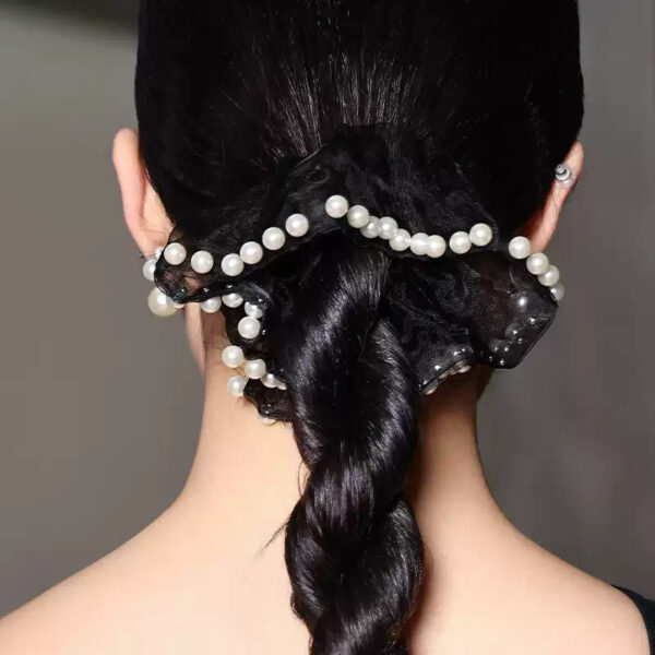 YES Mesh Pearl Scrunchies Hair Ties Hair Accessories - Image 2
