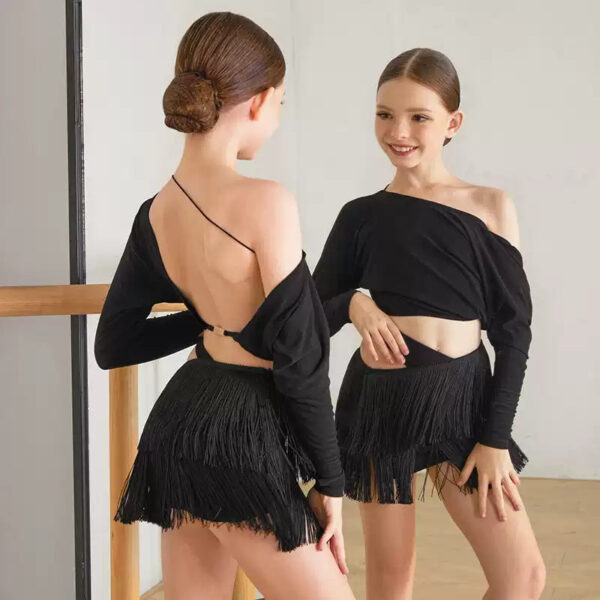Z Girls Tassel Swing Dance Skirts Practice Dancewear - Image 4