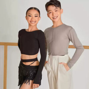 Z Girls Black Long-sleeved Dance Practice Tops Dancewear