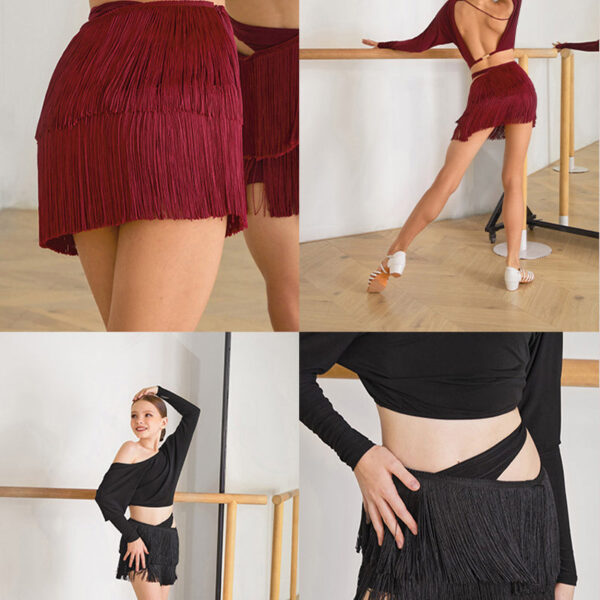Z Girls Tassel Swing Dance Skirts Practice Dancewear - Image 8