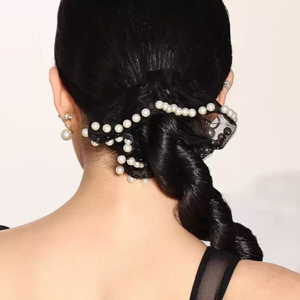 YES Mesh Pearl Scrunchies Hair Ties Hair Accessories - Image 4