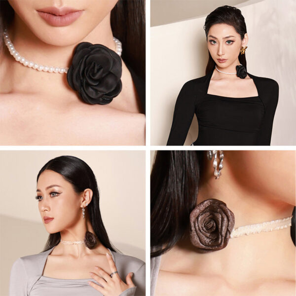 Z Women's Rose Flower Necklace Latin Dance Accessories - Image 2