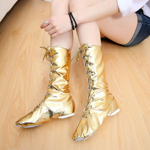 Kids Gold Leatherette Flats Jazz Teaching & Practice Shoes - Image 2