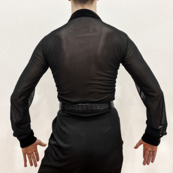 YJFY Men's Long Sleeve V Neck Latin Dance Tops Dance Wear - Image 3