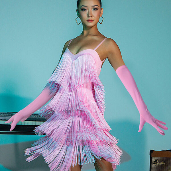 Women's Latin Dance Milk Silk Long Gloves - Image 5