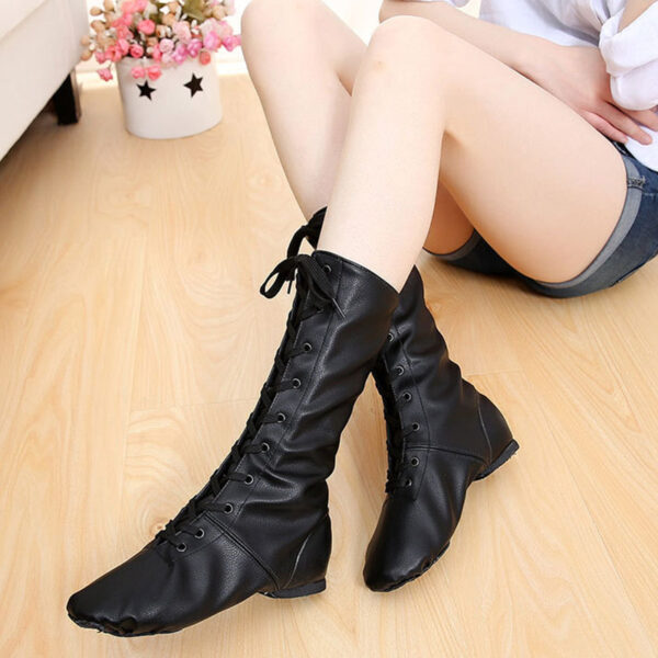Kids Black Leatherette Flats Jazz Teaching & Practice Shoes - Image 2