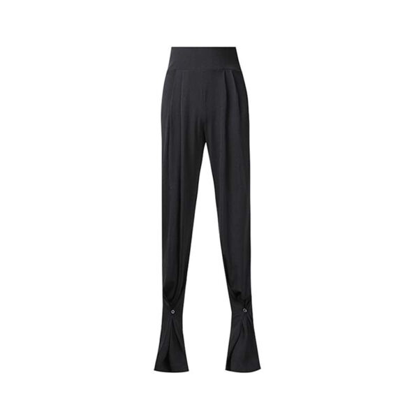 Z Women's Black High Waisted Wide Two Ways To Wear  Latin Dance Wear Training Performance Pants - Image 3