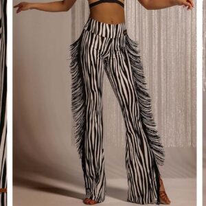 WJJ Women's High-waist Tassels Latin Dancewear Training Performance Dance Pants