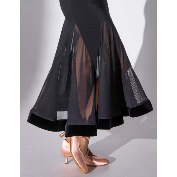 HC-Women's Black Mesh Swing Modern Ballroom Waltz Dance Skirts - Image 2