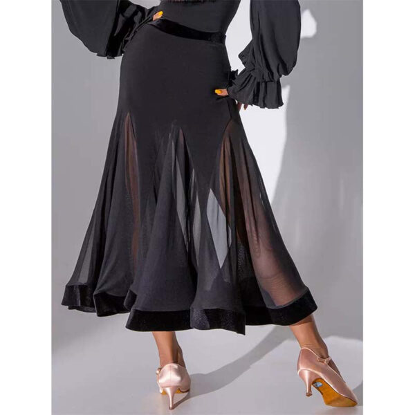 HC-Women's Black Mesh Swing Modern Ballroom Waltz Dance Skirts - Image 3