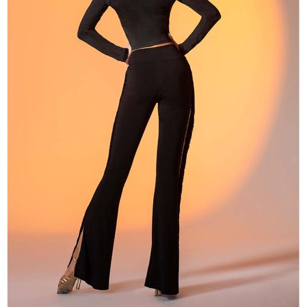 WJJ Women's High-waist Tassels Latin Dancewear Training Performance Dance Pants - Image 5