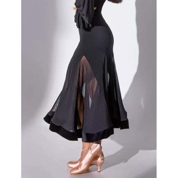 HC-Women's Black Mesh Swing Modern Ballroom Waltz Dance Skirts - Image 4