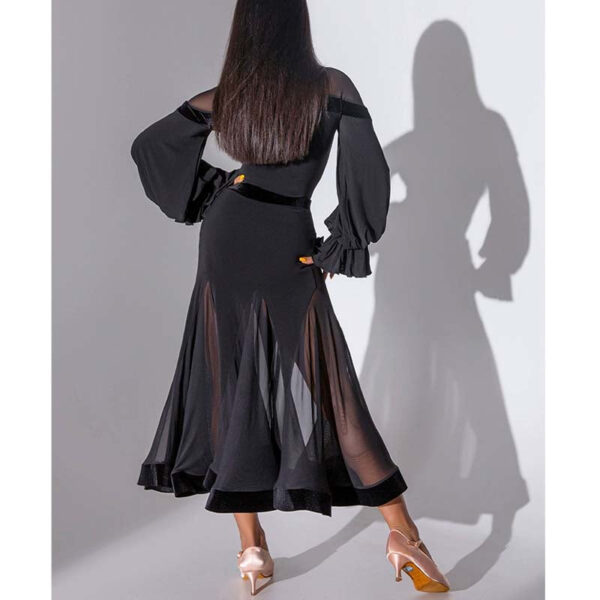 HC-Women's Black Mesh Swing Modern Ballroom Waltz Dance Skirts - Image 5