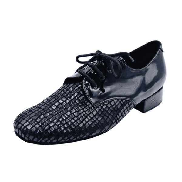 Men's 2cm Black Leatherette Heels Ballroom Dance Shoes - Image 2
