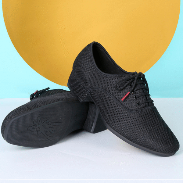 Men's Black Mesh 2.5cm Heels Ballroom Dance Shoes - Image 4