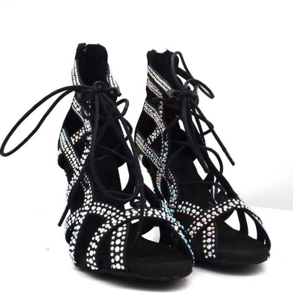 Women's Rhinestone Customized Heel Heels Dance Boots Jazz Salsa Dancing Shoes - Image 4