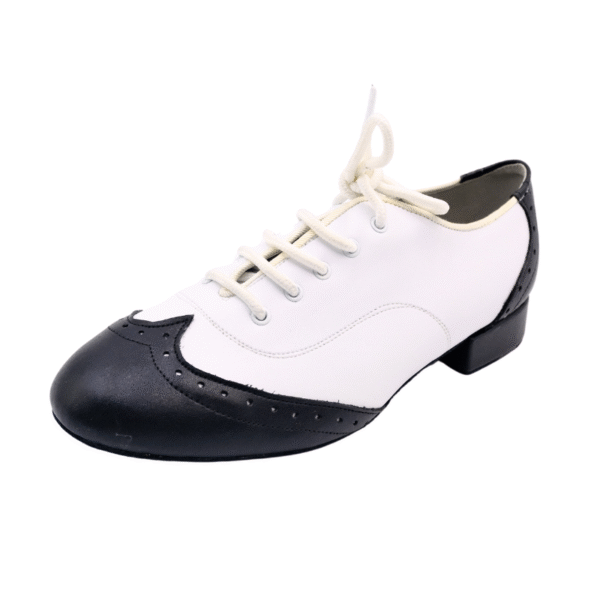 Men's 3cm Black and White Leatherette Heels Ballroom Dance Shoes - Image 2