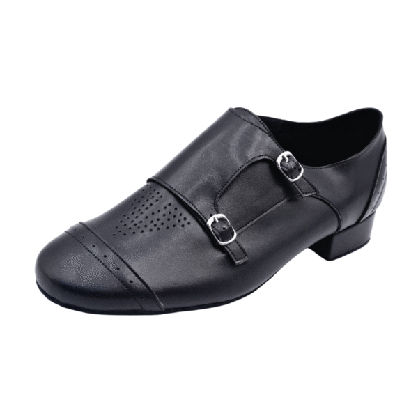 Men's 2cm Black Leatherette Heels Ballroom Dance Shoes - Image 2