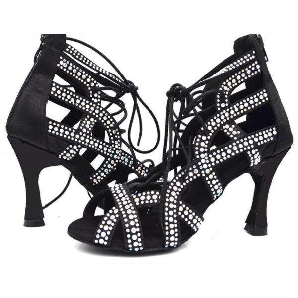 Women's Rhinestone Customized Heel Heels Dance Boots Jazz Salsa Dancing Shoes - Image 2