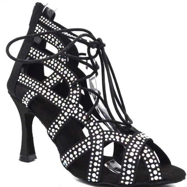Women's Rhinestone Customized Heel Heels Dance Boots Jazz Salsa Dancing Shoes - Image 5
