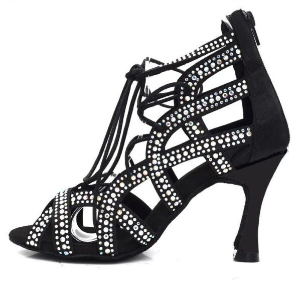 Women's Rhinestone Customized Heel Heels Dance Boots Jazz Salsa Dancing Shoes - Image 3