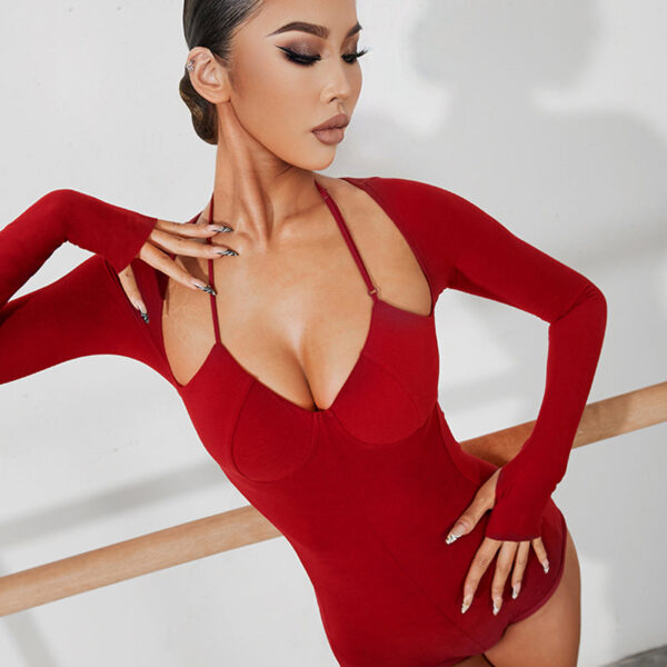 Z Women's Milk Silk Long Sleeve Bodysuit Practice Dance Wear - Image 5