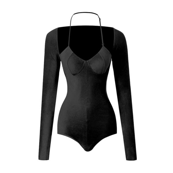 Z Women's Milk Silk Long Sleeve Bodysuit Practice Dance Wear - Image 4