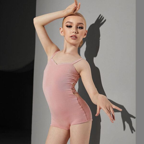 Z Girls Silk Milk Spaghetti Strap Latin Dance Bodysuit Dance Wear - Image 3