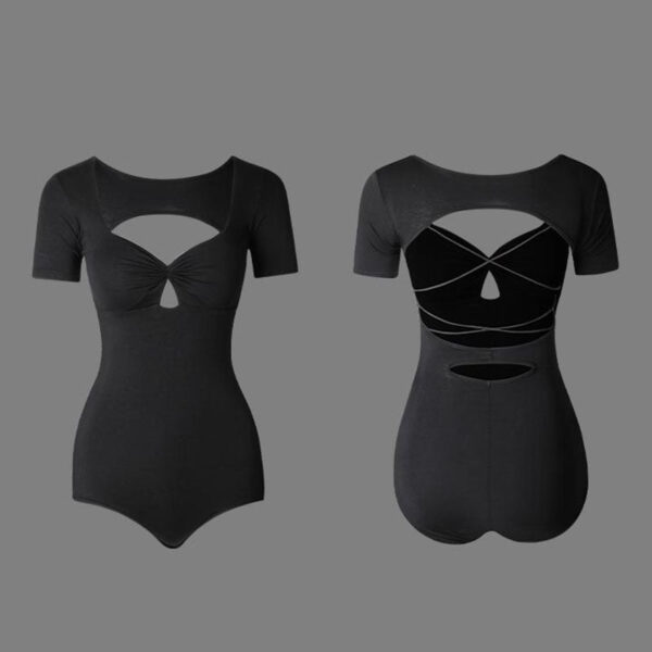 Z Girls Silk Milk Short Sleeve Backless Latin Dance Bodysuit Dance Wear - Image 7