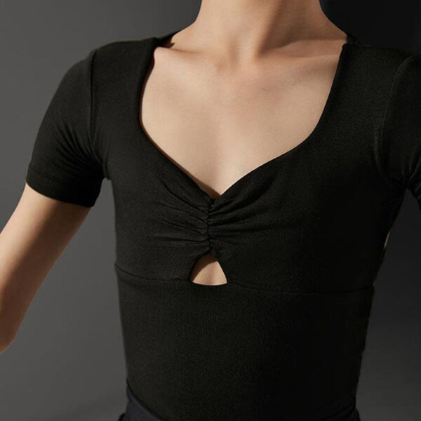 Z Girls Silk Milk Short Sleeve Backless Latin Dance Bodysuit Dance Wear - Image 6
