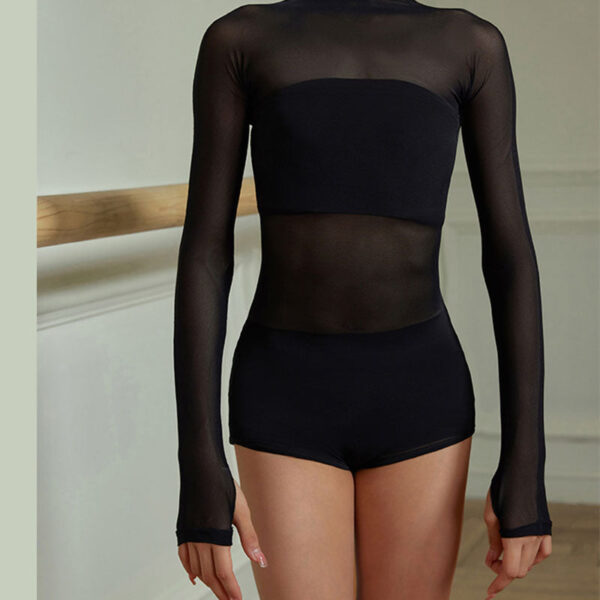 Z Girls Mesh Long Sleeve Latin Dance Bodysuit Dance Wear - Image 9