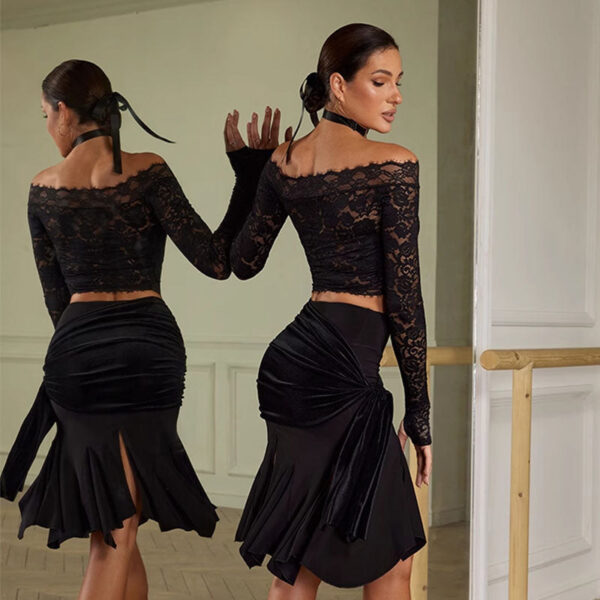 Z Women's Lace Long Sleeve Latin Dance Tops Dance Wear Dance Tops - Image 6