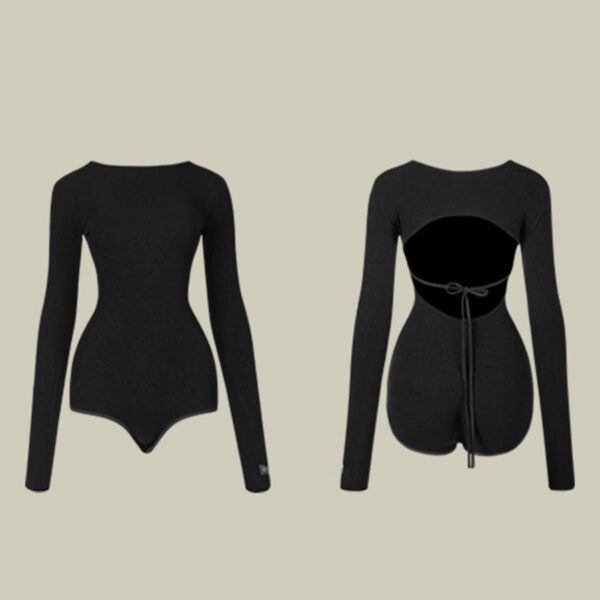Z Girls Black Long-sleeved Dancewear Practice Tops Bodysuit - Image 2