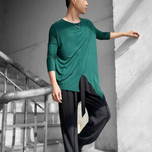 HC Men's Long Sleeve Round Neck Latin Dance Tops Dance Wear