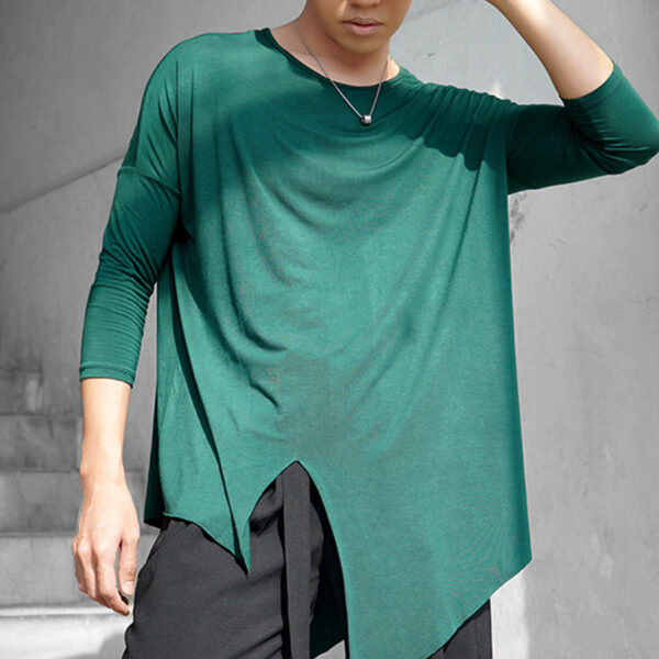 HC Men's Long Sleeve Round Neck Latin Dance Tops Dance Wear - Image 2