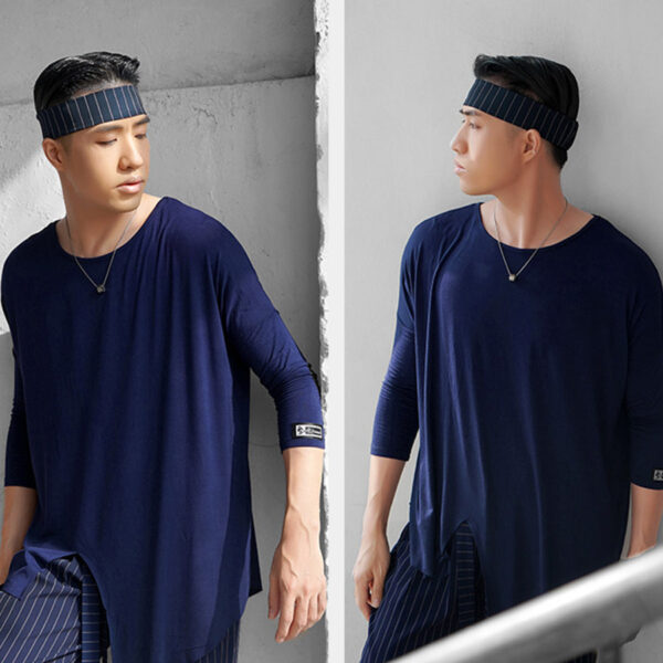 HC Men's Long Sleeve Round Neck Latin Dance Tops Dance Wear - Image 9