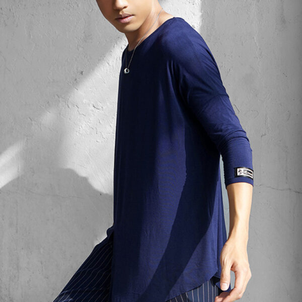 HC Men's Long Sleeve Round Neck Latin Dance Tops Dance Wear - Image 7