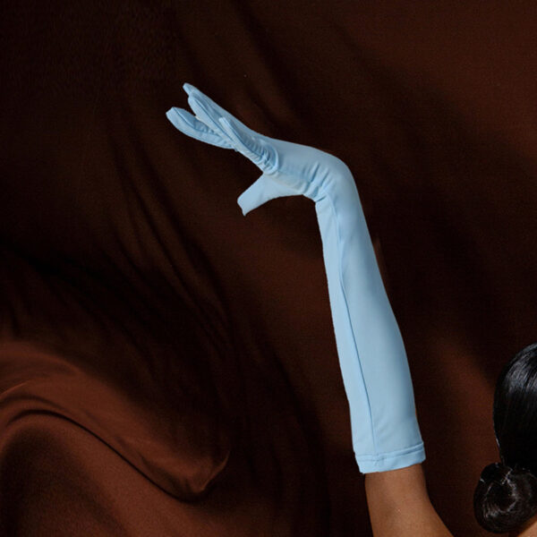 Women's Latin Dance Milk Silk Long Gloves - Image 2