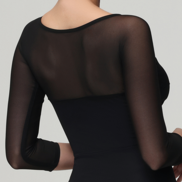 Customisable-Women's Black Long Sleeve Dance Wear Dance Dress Performance Wear - Image 9