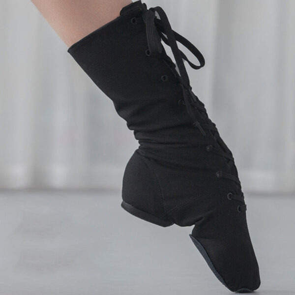 Kids Black Canvas Flats Jazz Teaching & Practice Shoes - Image 4