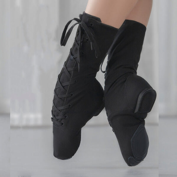 Kids Black Canvas Flats Jazz Teaching & Practice Shoes - Image 3
