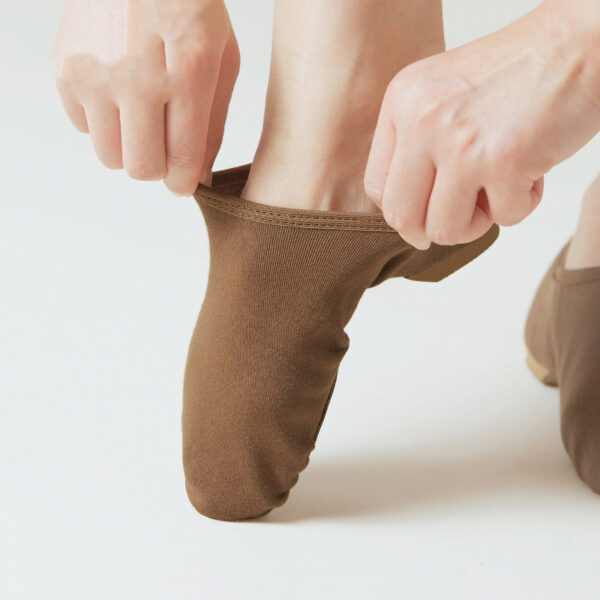 Kids Dark Brown Canvas Flats Jazz Teaching & Practice Shoes - Image 3