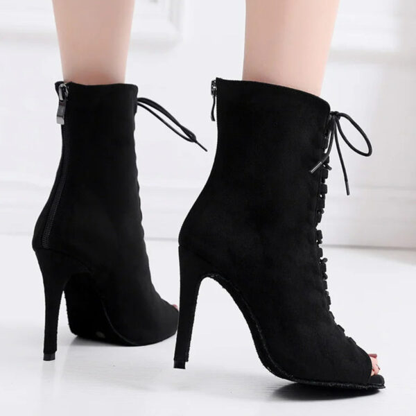 DS Women's Suede Customized Heel Heels Dancer Boots Jazz Salsa Dancing Shoes - Image 4