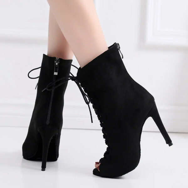 DS Women's Suede Customized Heel Heels Dancer Boots Jazz Salsa Dancing Shoes - Image 3