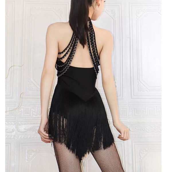 Women's Spandex Splicing Tassel Dance Dress Dance Wear Training Performance Dress - Image 7
