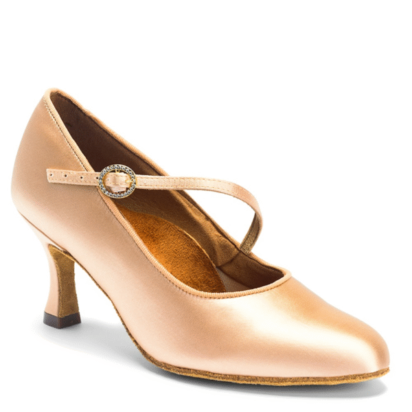 Women's Light Brown Satin Custom Heels Closed Toe Pumps Ballroom Modern Dance Shoes - Image 2